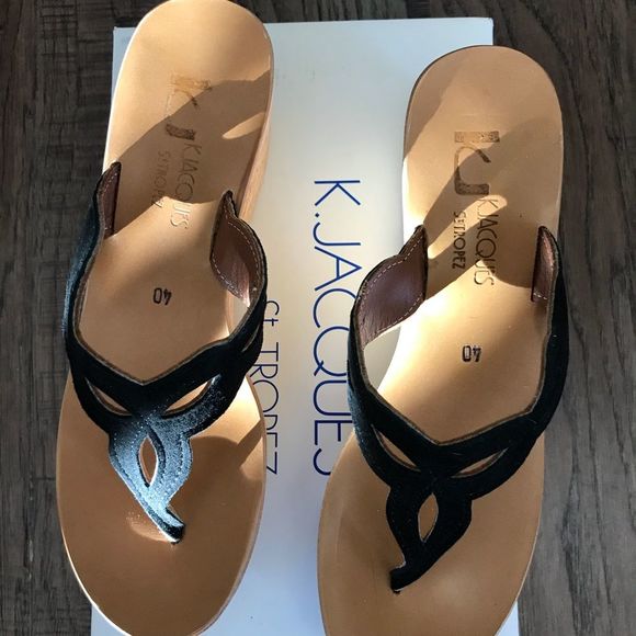 K. Jacques Zephirine Black Leather Sandal 10 NWT - Picture 3 of 8